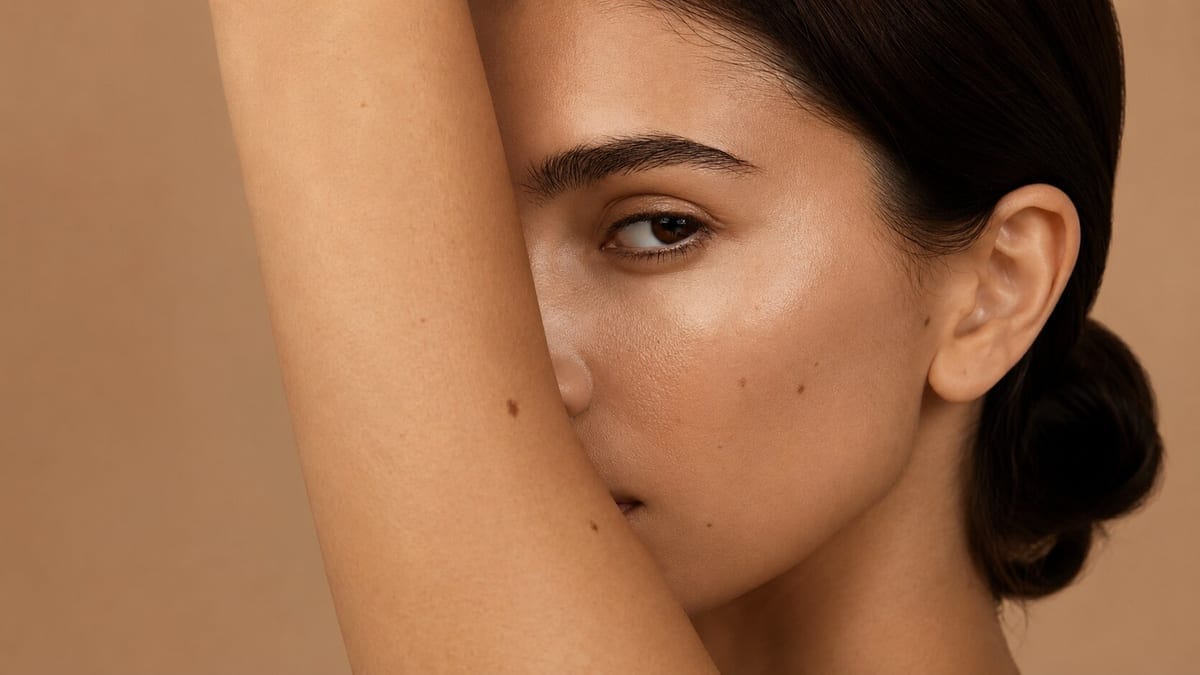 Primo piano di un viso femminile con pelle luminosa, evocativo dei trattamenti estetica